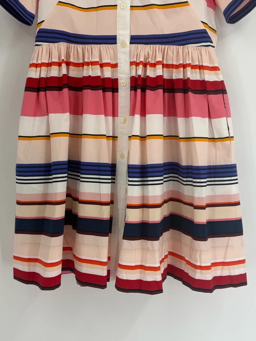 Kate Spade New York Berber Preppy Vibrant Horizontal Stripe Shirtdress, Size 10